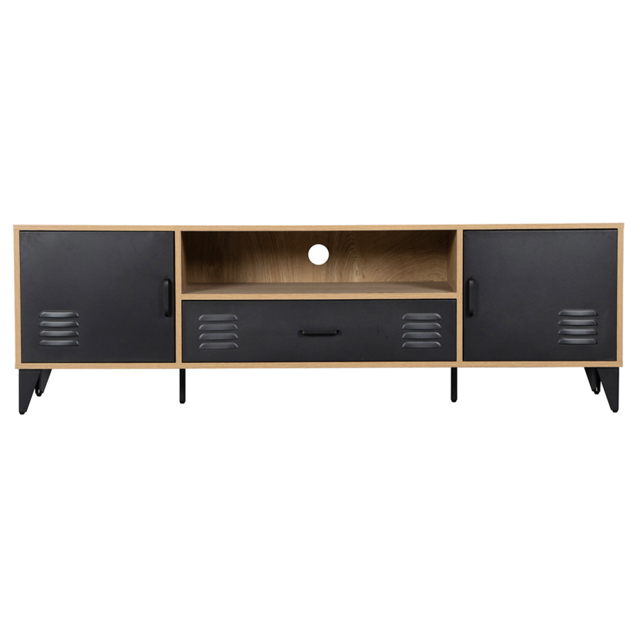 Tribeca - meuble tv - effet bois et métal noir - 160 cm - Bois / Noir