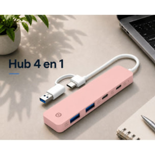 Hub USB C ESSENTIELB 4 en 1 USB-C Rose - Vr