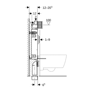 KOMBIFIX Elément de montage pour WC suspendu, 108 cm, réservoir UP320 à encastrer Sigma 12 cm (110.367.00.5)
