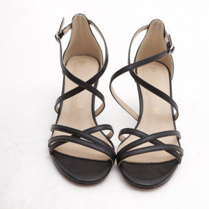 SANDALO FASCETTE INCROCIATE CHOCOLA' NERO