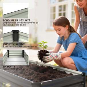 Jardinière rectangulaire carré potager dim. 150L x 70l x 30H cm acier ondulé anthracite