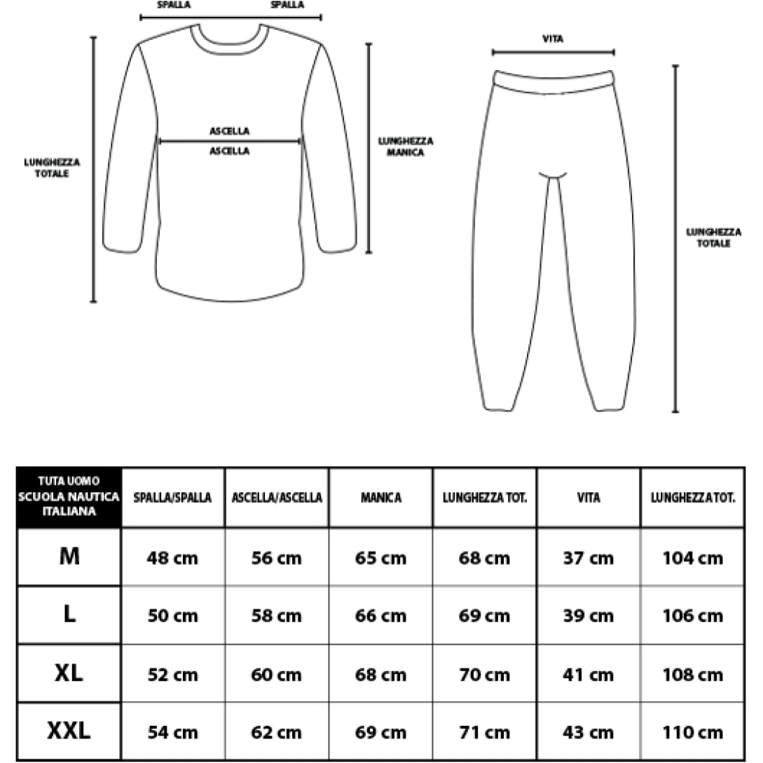 Tuta Uomo SCUOLA NAUTICA ITALIANA Cotone Felpato Zip