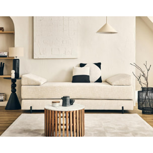 Brescia - banquette 3 places convertible en tissu velours relief - Beige