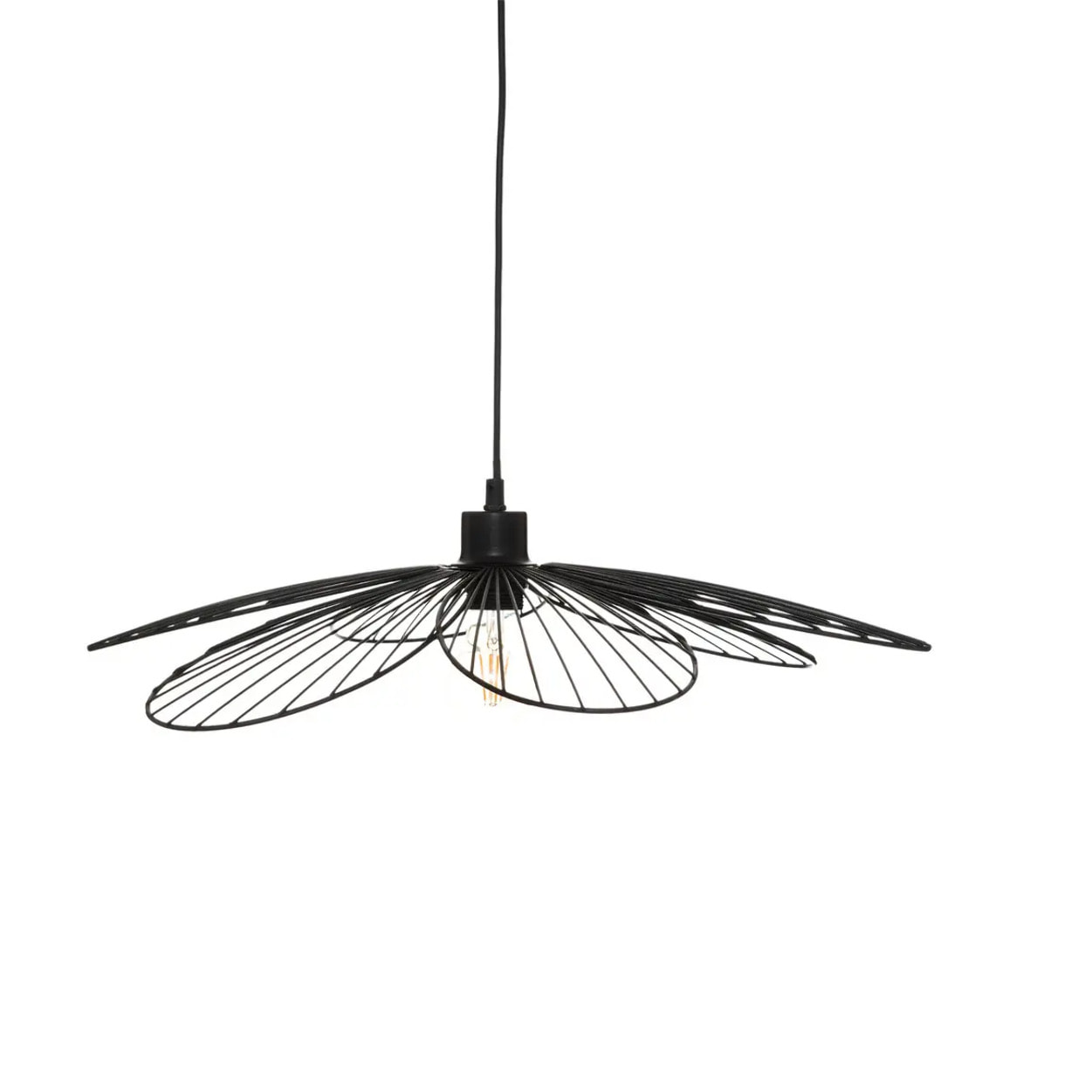 Suspension "Fleur" métal noir D57cm