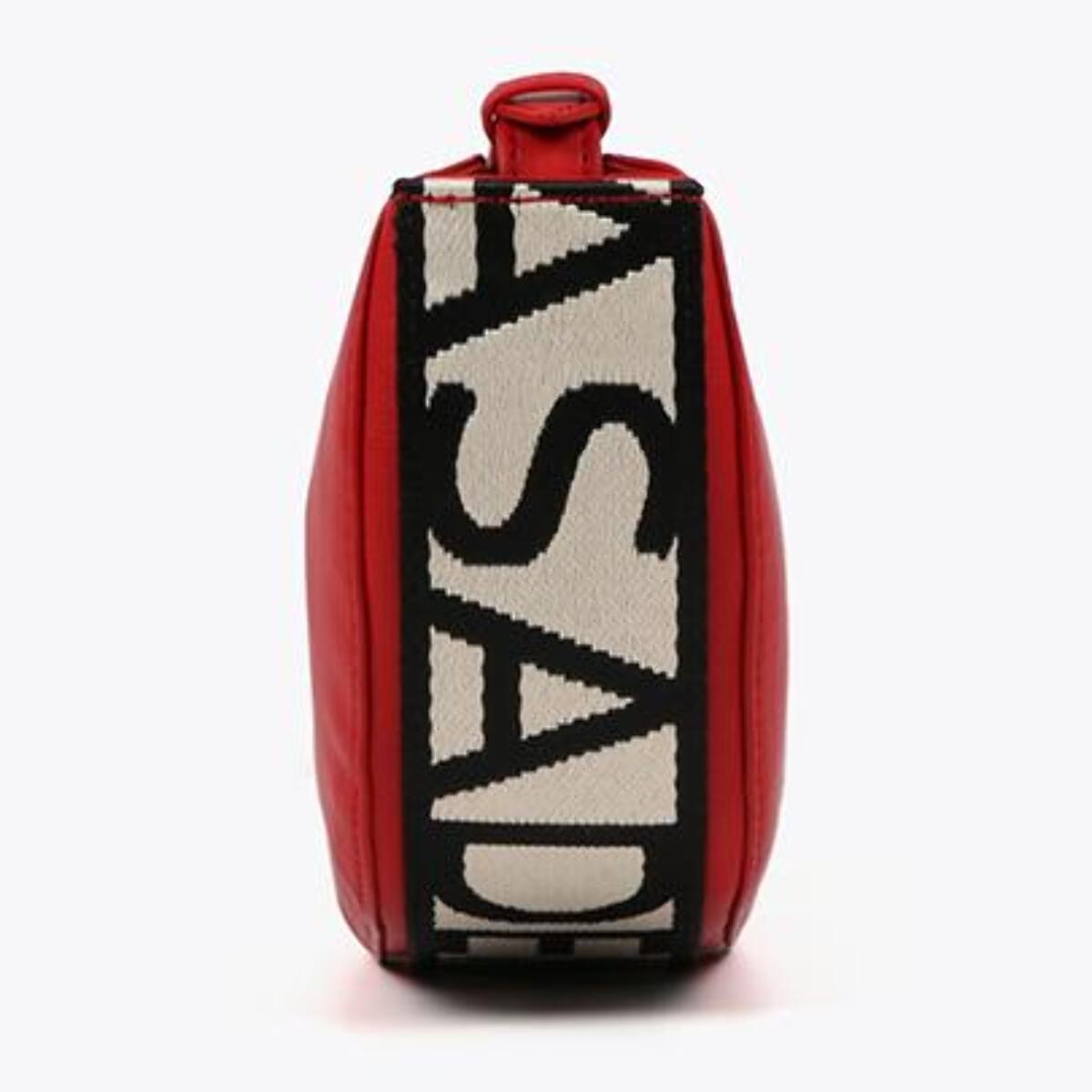 Borsa a tracolla con rondelle e nastro con logo