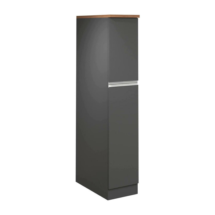 Dispensa da cucina Atrax, Armadio multiuso, Mobile per cucinotto, Portafrigo multifunzione, 100% Made in Italy, 30x60h165 cm, Antracite e Rovere