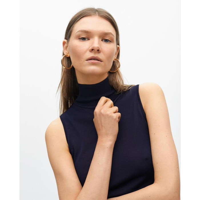 Top senza maniche collo alto in maglia