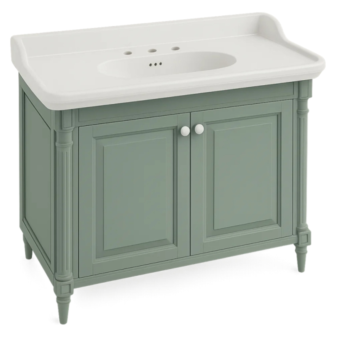 Meuble vasque Cléo 1889 vert olivier velours 3 trous