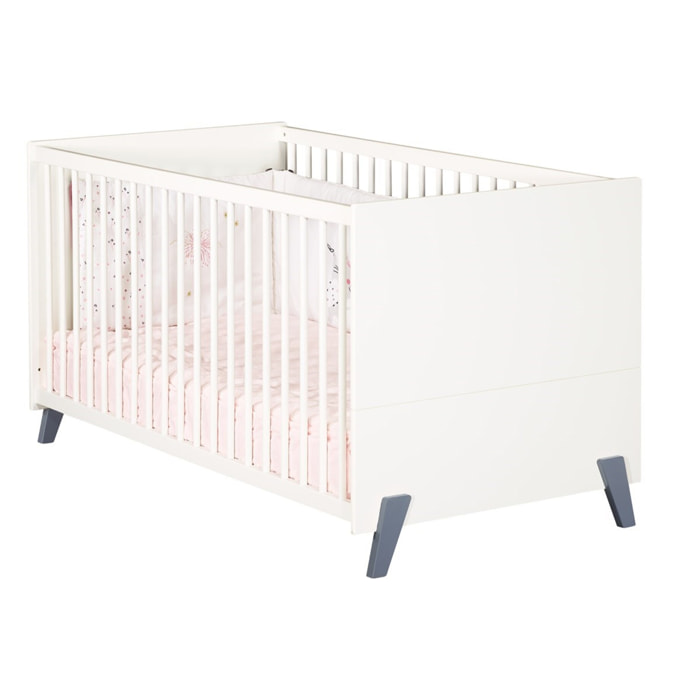 Lit évolutif 140x70 - Little Big Bed sur pieds en bois blanc