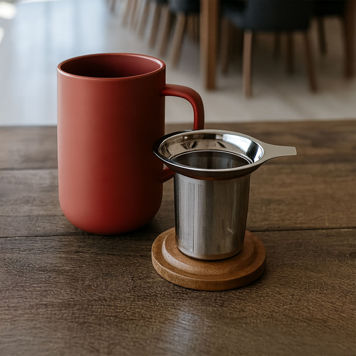 Tisanière en grès avec couvercle en bois d'acacia 475ml JULIET