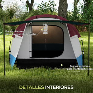 Tienda de Campaña Familiar para 2-3 Personas Tienda de Camping Plegable con 2 Habitaciones y Bolsa de Transporte Impermeable para Senderismo 420x200x150 cm Multicolor