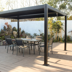 Pergola bioclimatique 4x3m structure et lames en aluminium noir LUAU