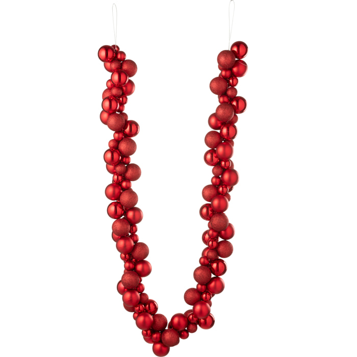 J-Line guirlande de boules de Noël - plastique - rouge Noël