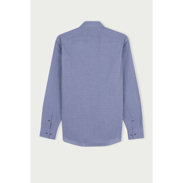 Camicia 1 Bottone Button Downuomo Slim Popeline Fantasia Grigio/Nero