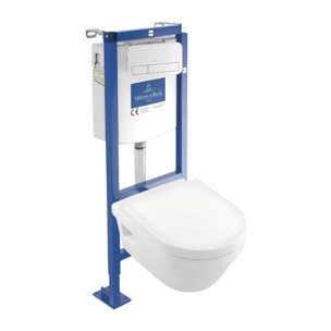 Pack WC suspendu sans bride Architectura 37 x 53 + abattant + plaque blanche + bâti