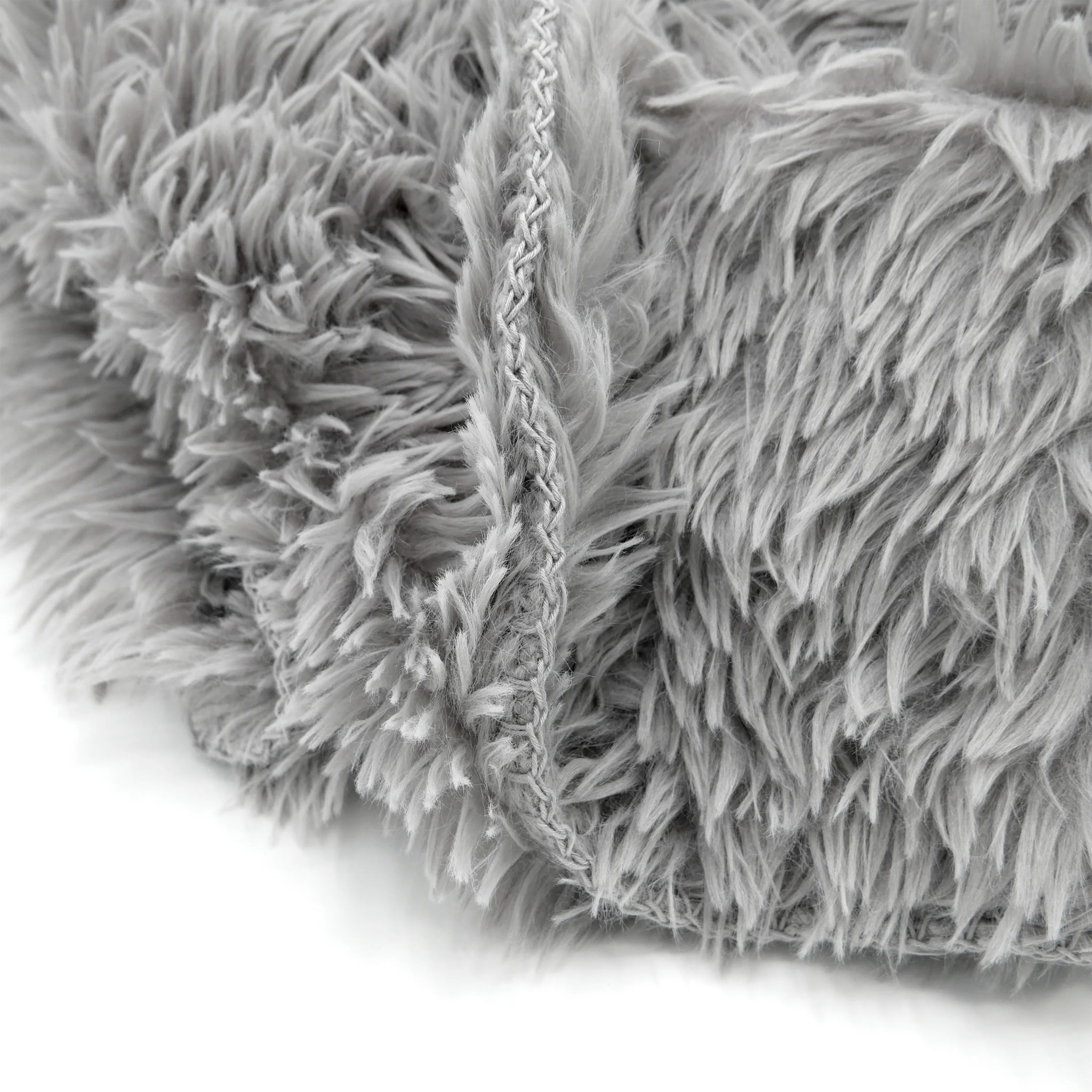 Plaid imitation poils longs - Longwool Gris Clair - 130x170cm - 450g/m²