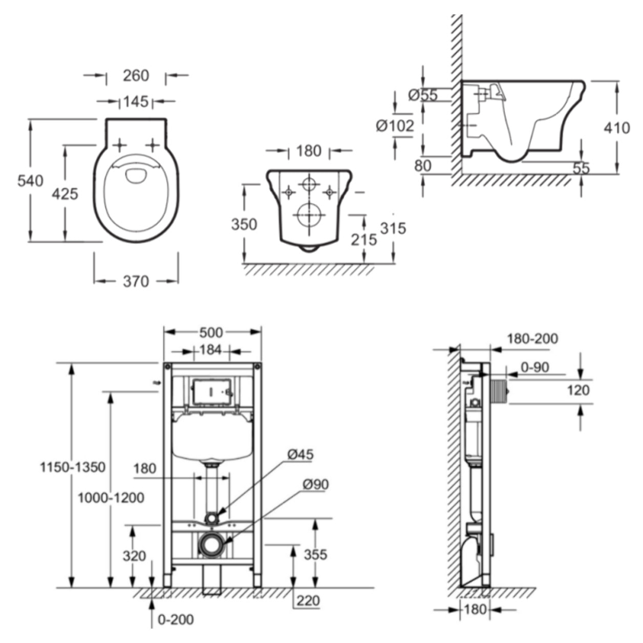 Pack WC suspendu sans bride Cléo 1889 + abattant frein de chute déclipsable + bâti support mur + plaque chromée