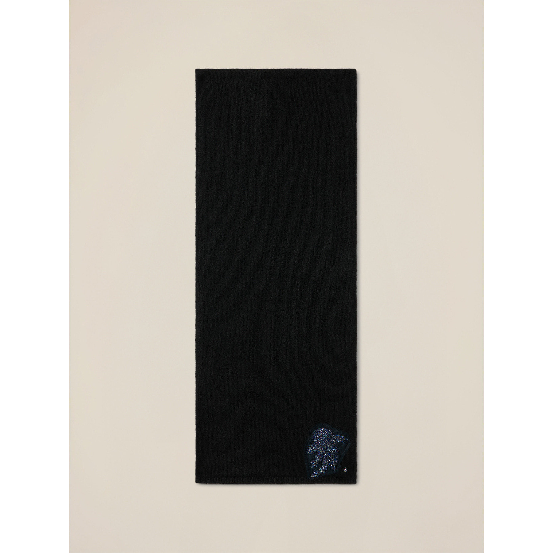 Oltre - Sciarpa misto lana con ricamo gioiello - Nero