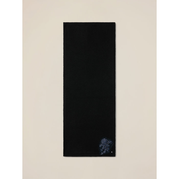Oltre - Sciarpa misto lana con ricamo gioiello - Nero