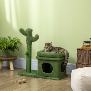 Árbol Rascador de Cactus para Gatos Altura 67 cm con Cama Caseta Poste Bola