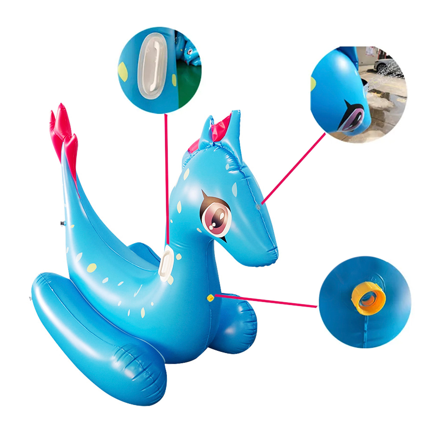 DAM Flotador gigante con forma de dinosaurio. 165x125cm. 165x85x125 Cm. Color: Azul