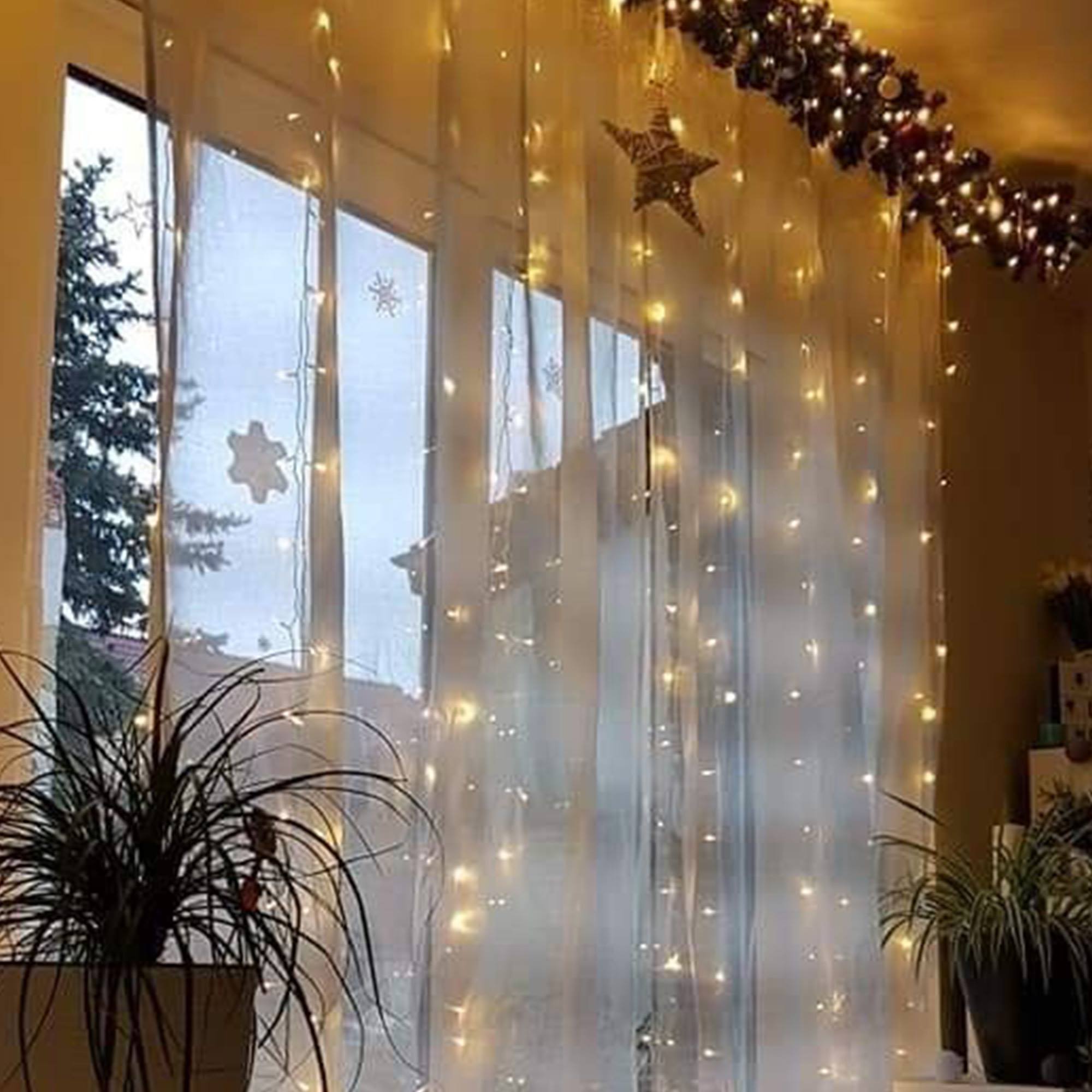 Luces de navidad led blanco cálido con controlador 8 funciones