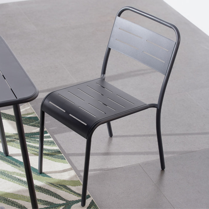 Lot de 6 chaises en acier gris foncé - EVORA