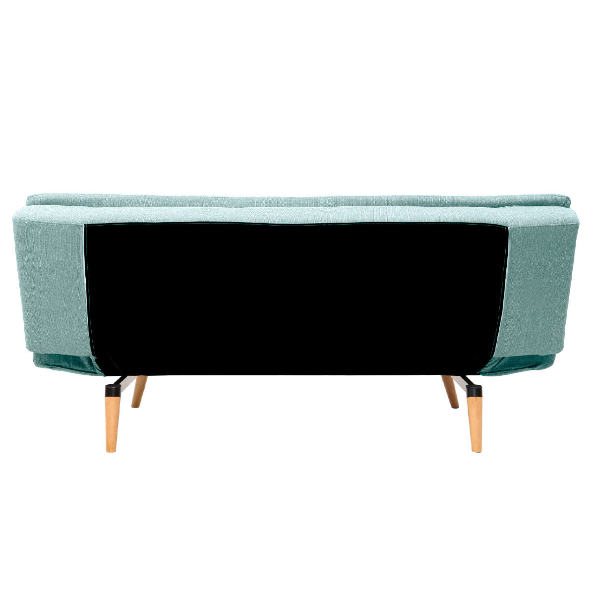 Canapé convertible scandinave 3 places en tissu vert lagon et bois clair SENSO