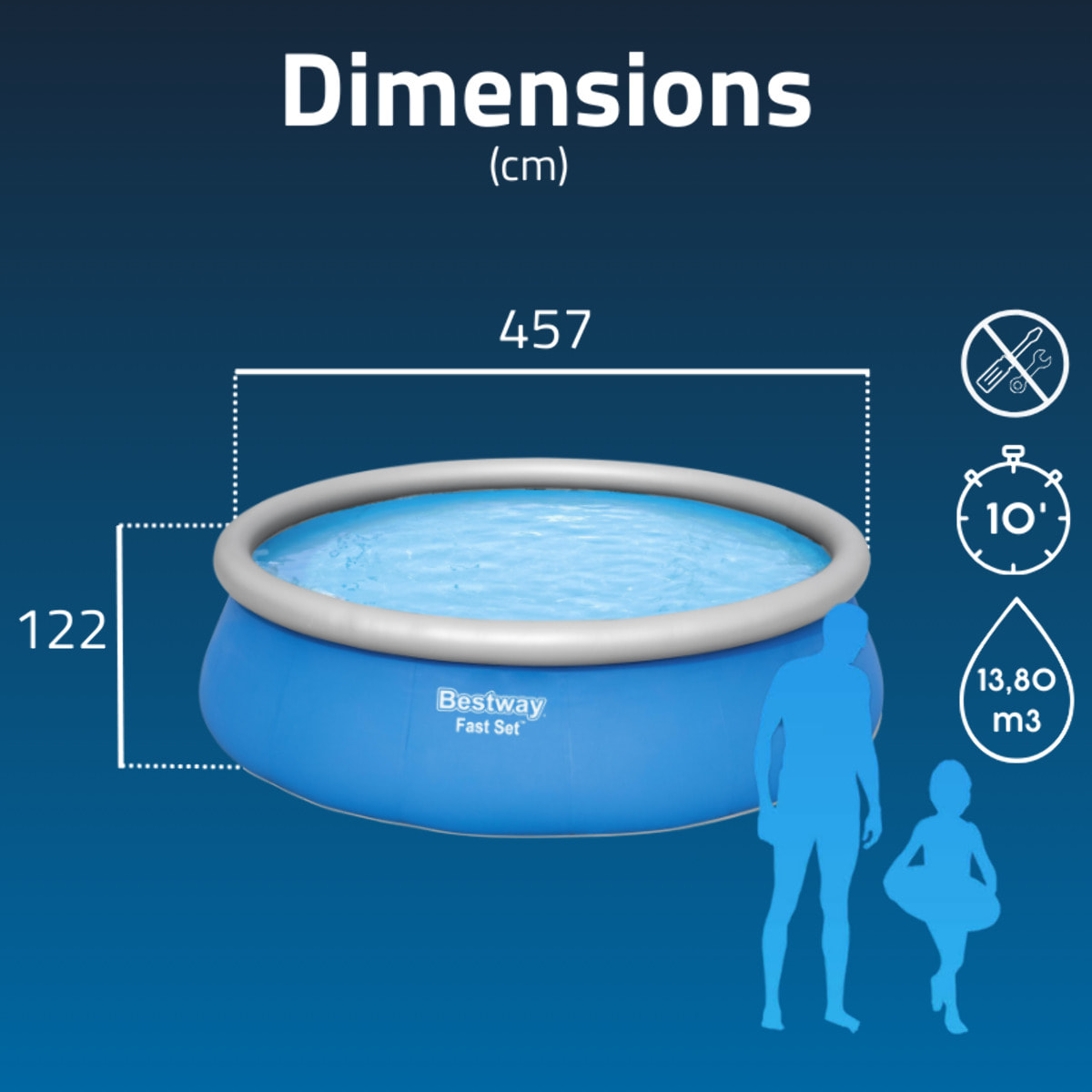 Bestway Piscine gonflable ronde Bestway Fast Set 457 x 122 cm bleu