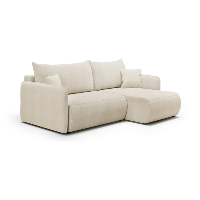 MILO - Canapé d'angle droit 4 places en tissu beige