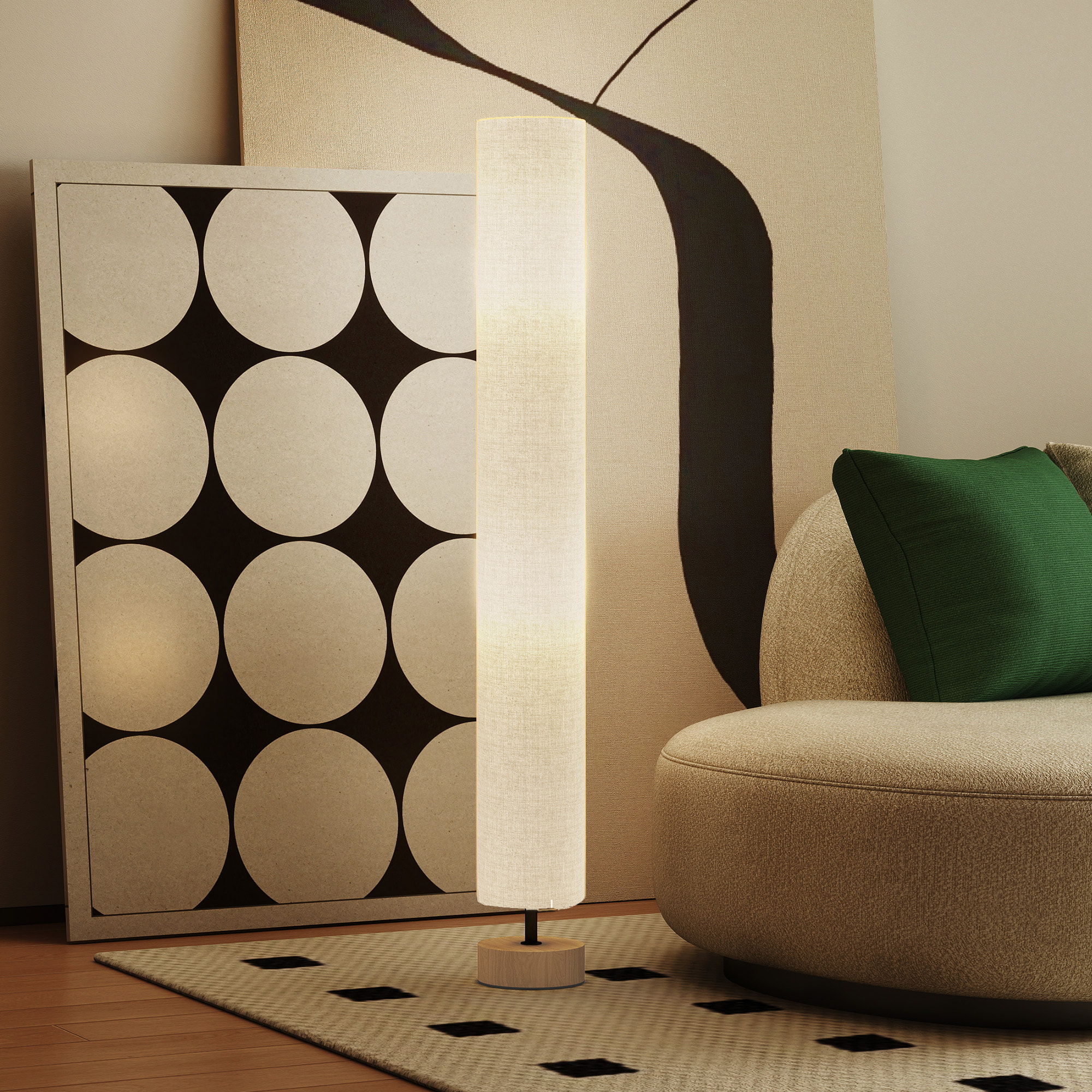 Lámpara de Pie Moderna Lámpara de Salón con Casquillo Máx. 40 W E27 Pantalla de Lino y Marco de Metal para Dormitorio Ø15x120 cm Gris