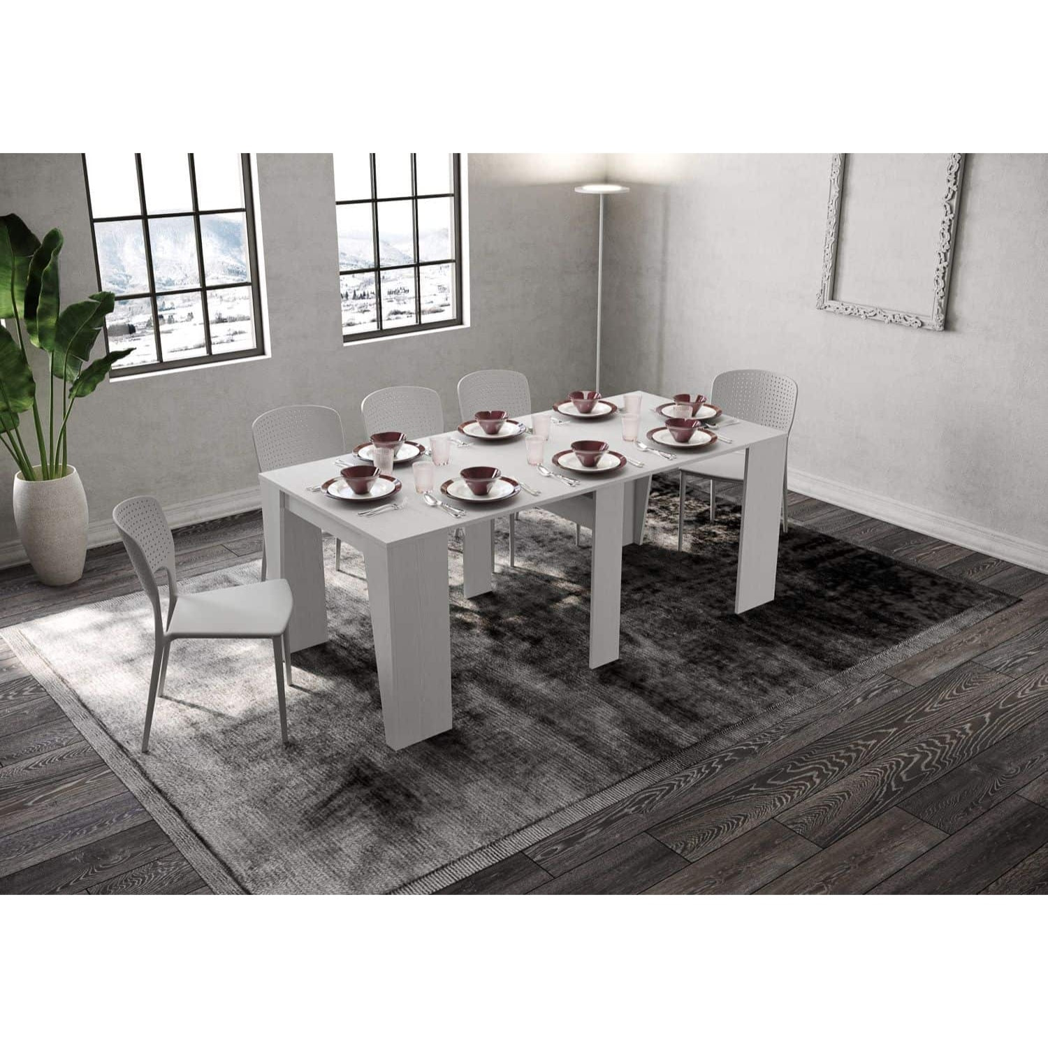 Consola extensible 90x48/204 cm Anvar Small Fresno Blanco
