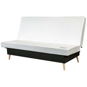 Canapé convertible Zephir, matelas Simmons, 130 x 190 cm, 2 coussins offerts, Aba anthracite