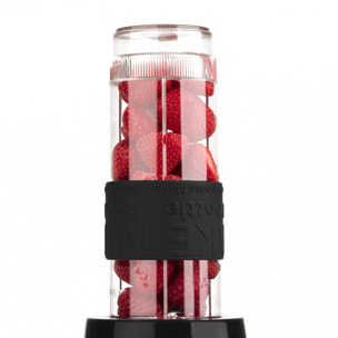 SWEISS Mini Batidora Portátil MOOV9, 2 Botellas de 570 ml con Tapas de Viaje, 4 Cuchillas de Acero Inoxidable, 300W, Negro