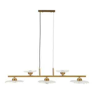LAMPADARIO EMILY 5 LUCI VETRO TRASPARENTE CM 100X24X18