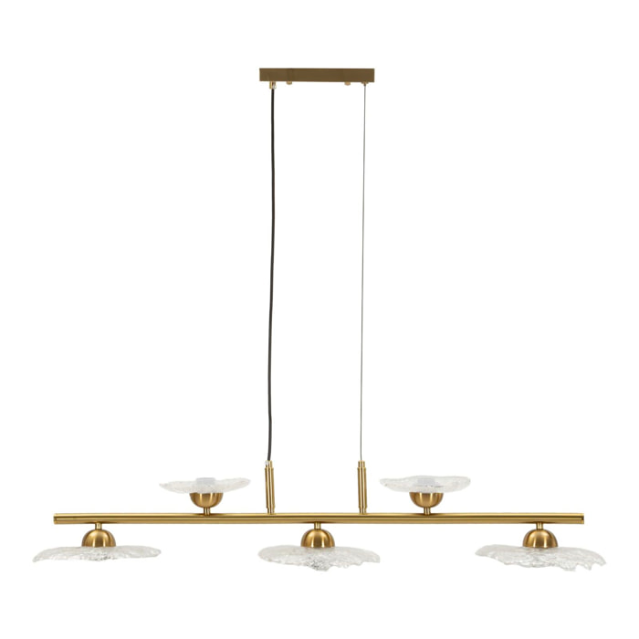 LAMPADARIO EMILY 5 LUCI VETRO TRASPARENTE CM 100X24X18