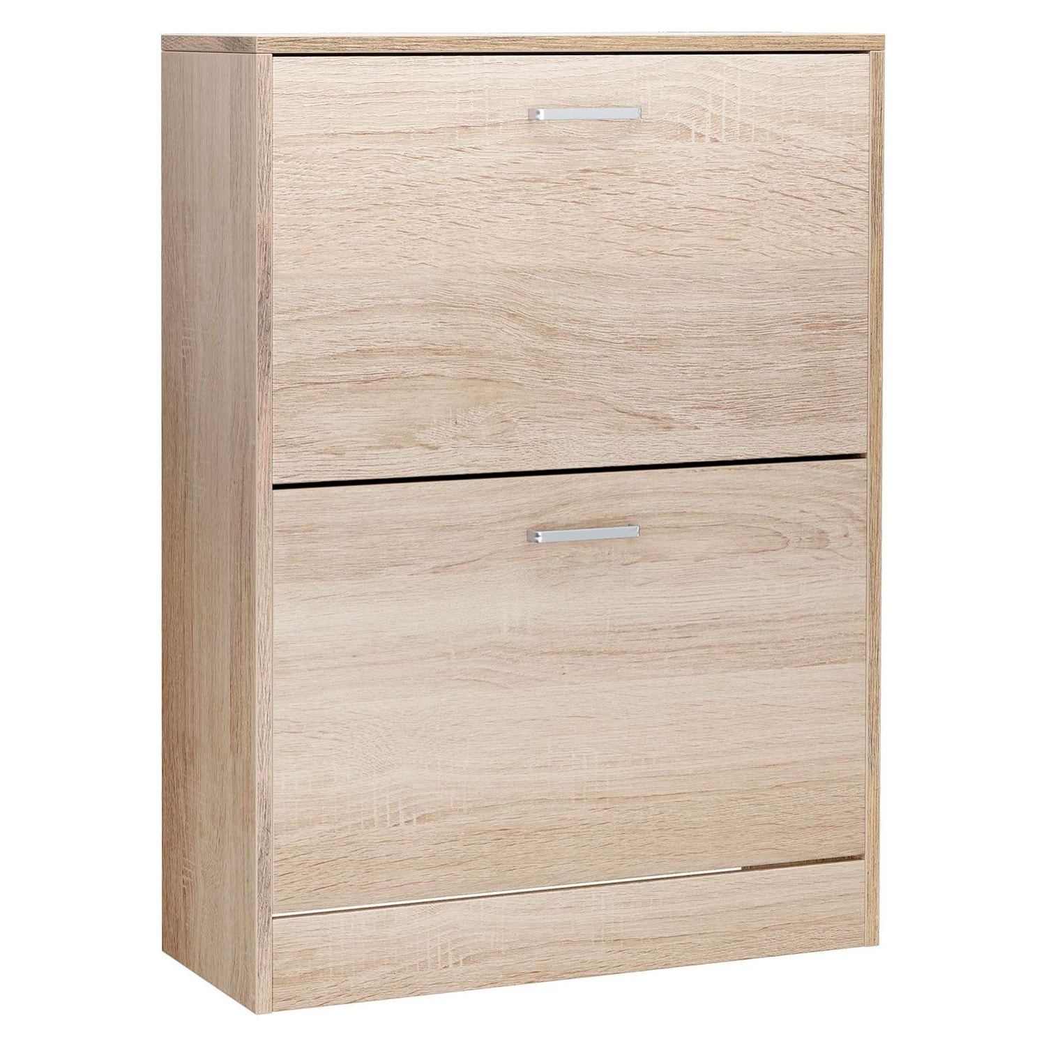 Scarpiera A 2 Ribalte Salvaspazio Con Doppia Profondità Mobile Portascarpe Per Ingresso Corridoio Contiene 12 Paia Di Scarpe 76 x 50 x 22 Cm Rovere