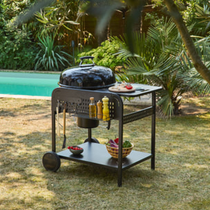 Barbecue rond charbon de bois acier émaillé Ø53cm avec chariot MAURICE