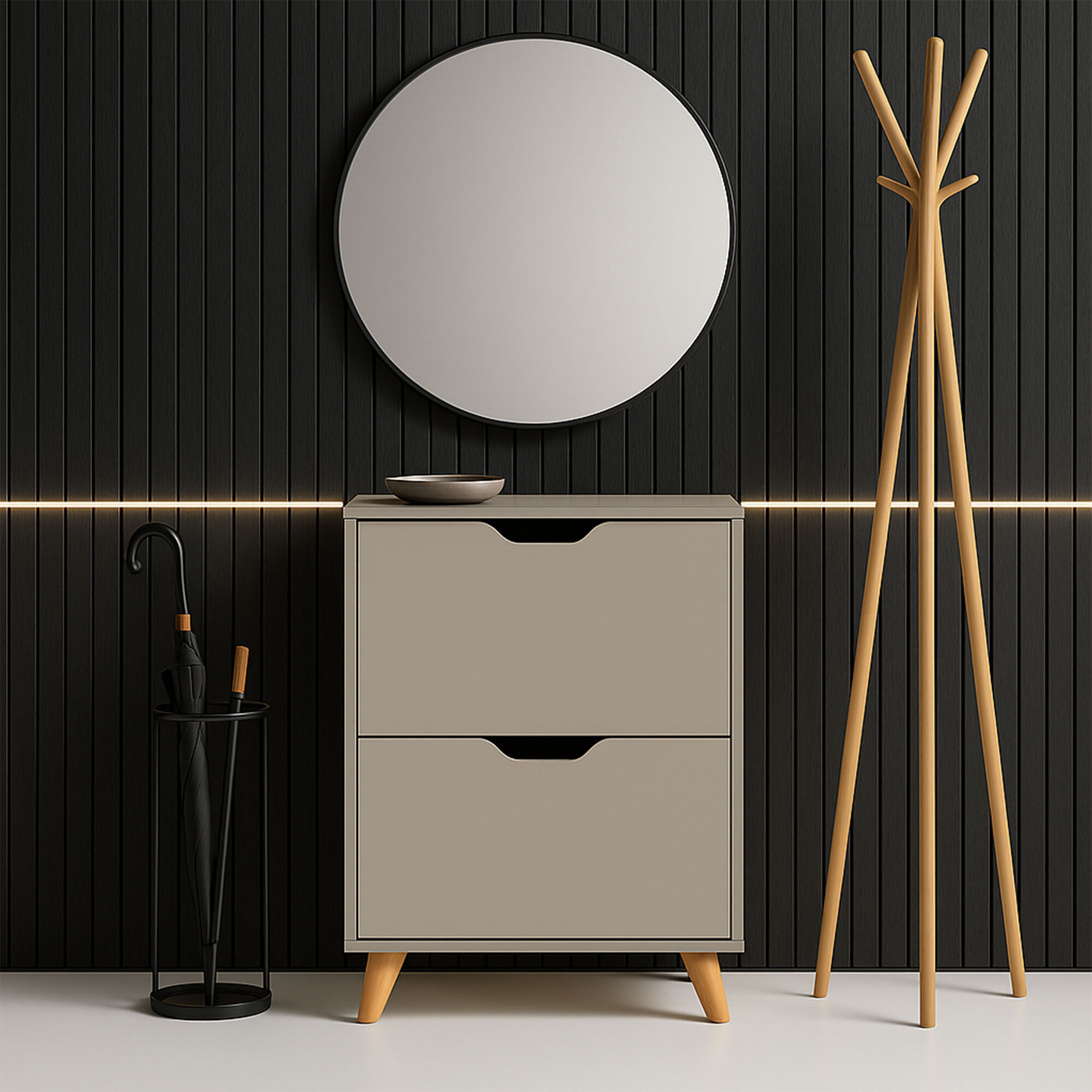 Emma - Scarpiera Salvaspazio 2 Ante 55x82x25 cm 12 Paia in Legno Tortora