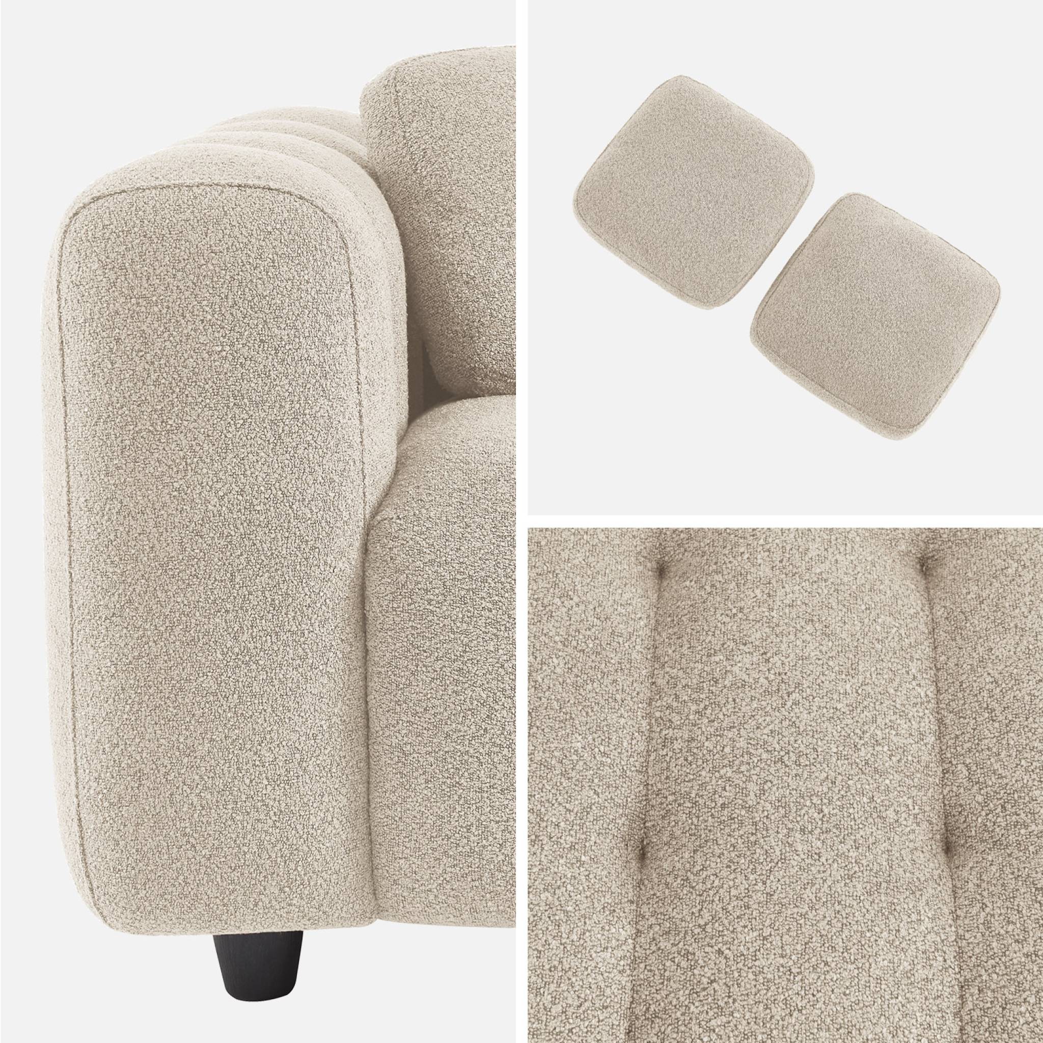 Pouf. module pour canapé. repose-pieds pour canapé 2 places en bouclette texturée beige L 69 x P 59 x H 48cm - Leon