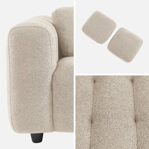 Pouf. module pour canapé. repose-pieds pour canapé 2 places en bouclette texturée beige L 69 x P 59 x H 48cm - Leon