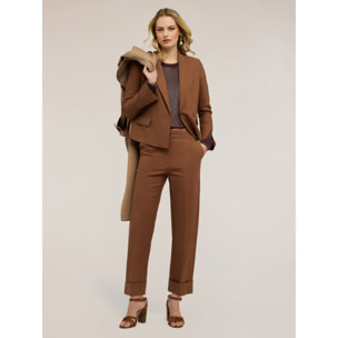 Motivi - Pantaloni wide in tessuto tecnico misto cotone - Marrone