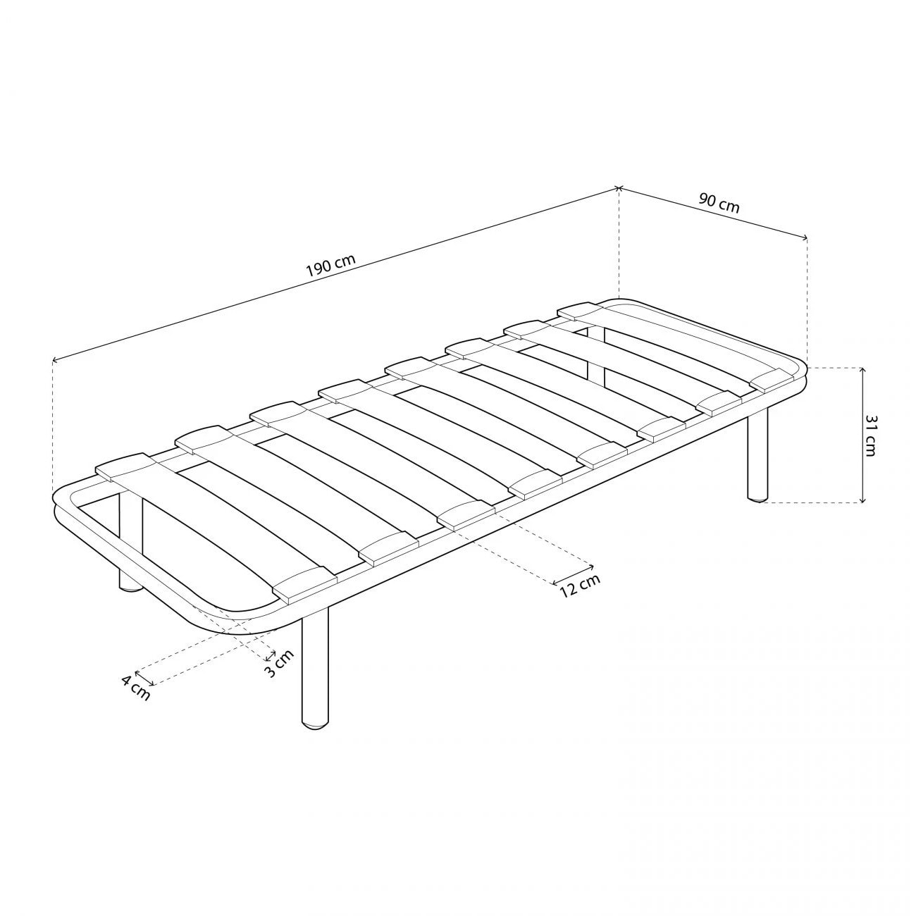 Somier láminas RX Graphite - Con patas