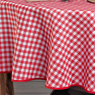 Nappe ronde vichy rouge et blanc - Multicolore
