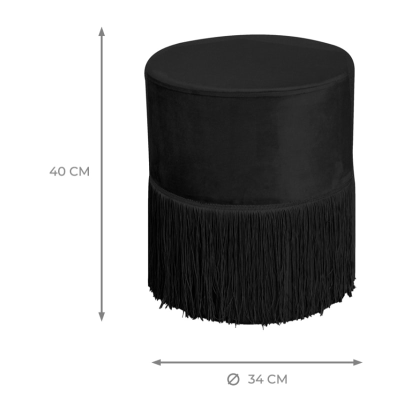 Pouf Poggiapiedi Rotondo Seduta In Velluto Velvet Malibù Nero