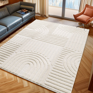 TURIN - Tapis moderne à motif géométrique en relief Creme