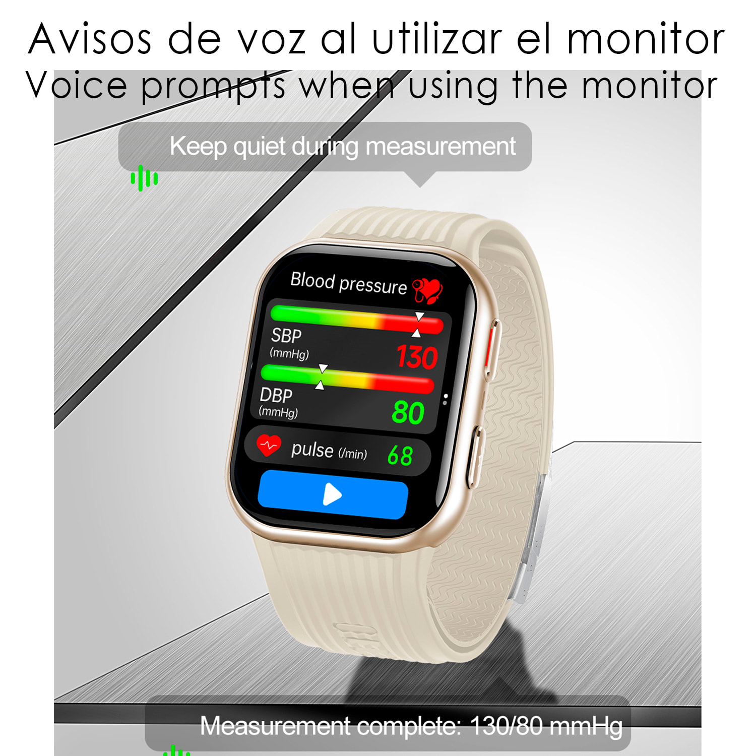Smartwatch TK67. Llamadas Bluetooth con funciones avanzadas de salud: temperatura corporal, ECG, micro examen físico y presión arterial mediante bomba de inflado y bolsa de aire.