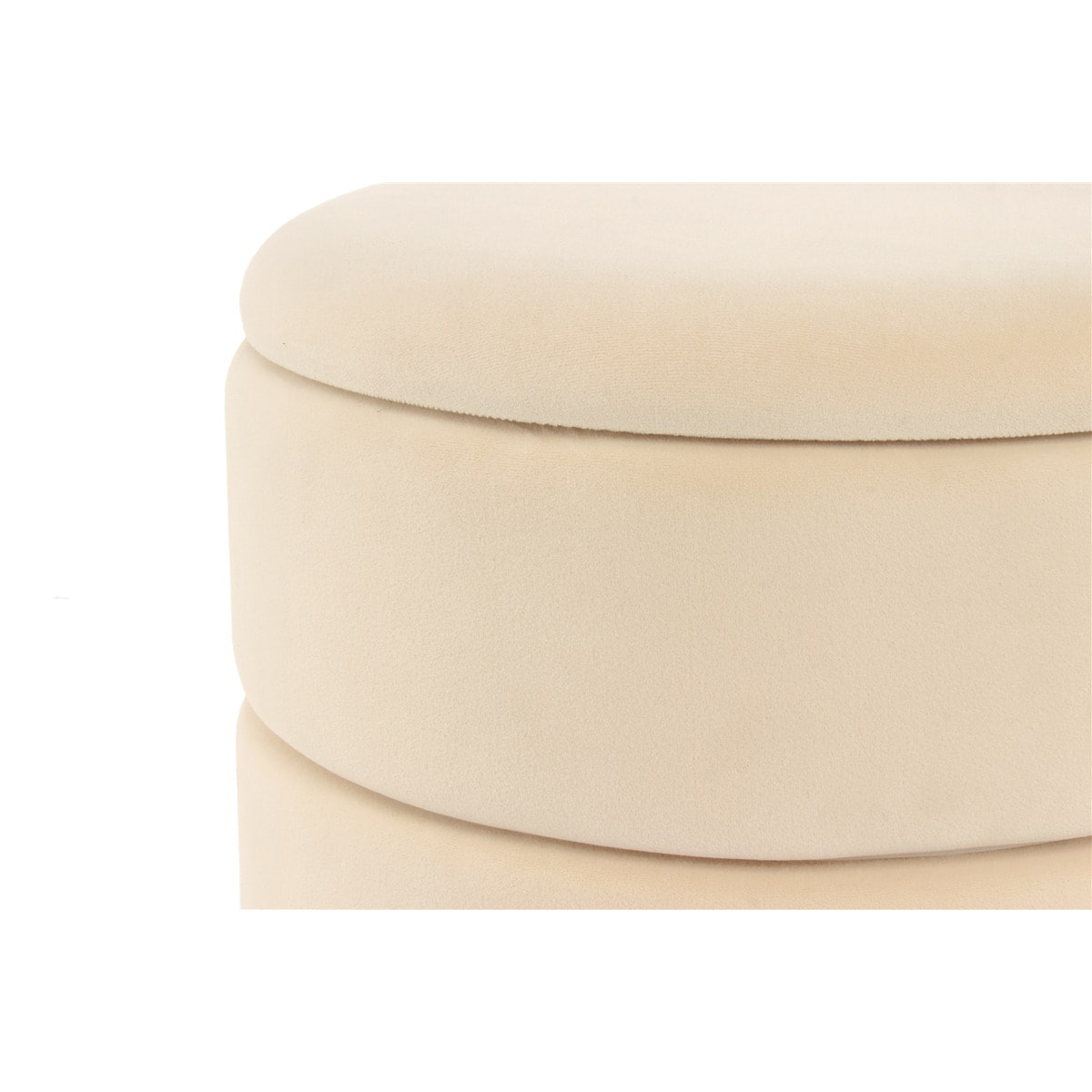 Pouf contenitore Zero in velluto avorio e base oro