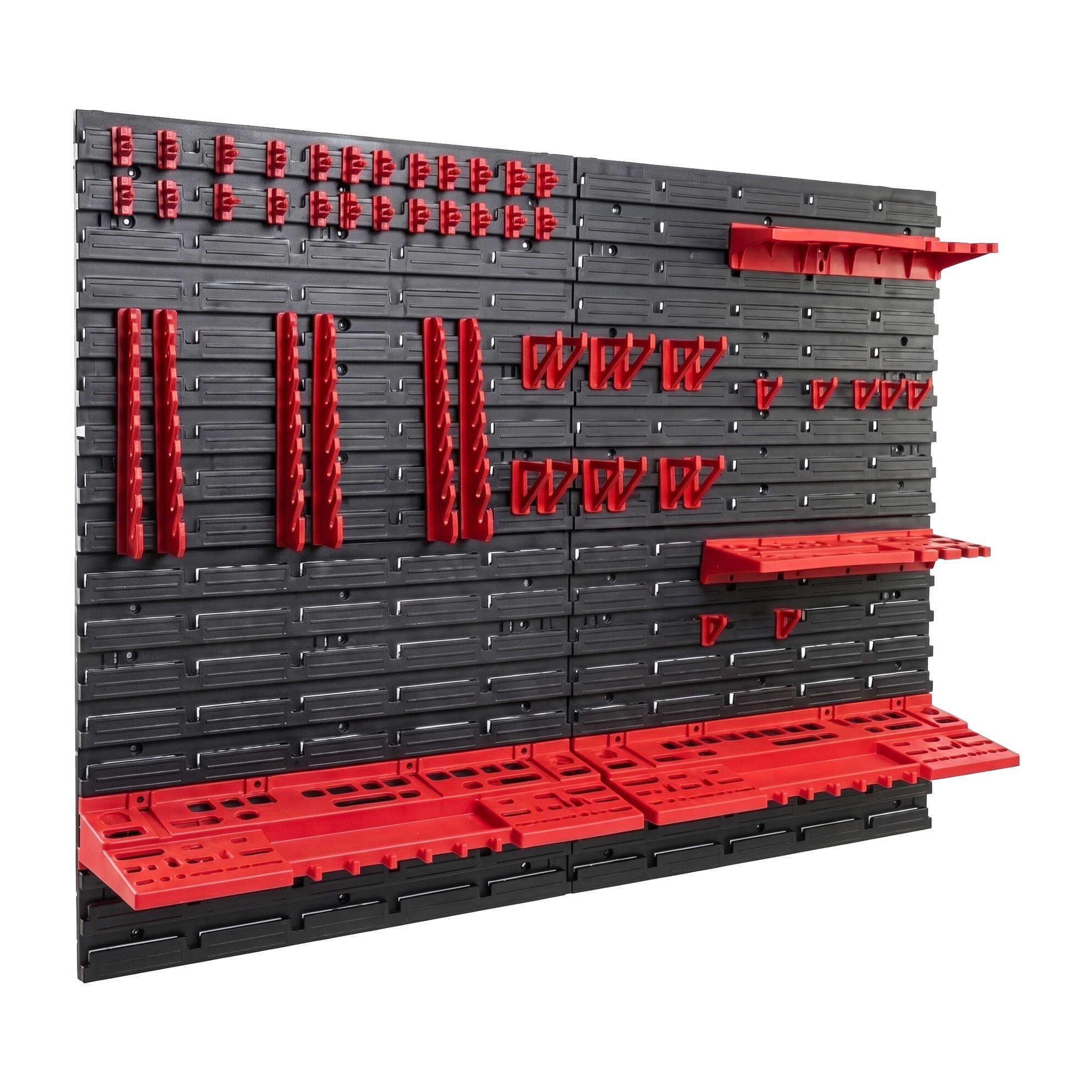 Peg Medium - 4 Pannelli Forati Portautensili da Officina 68 Pezzi Porta attrezzi Portaoggetti da Parete in Plastica Nero