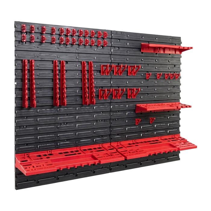 Peg Medium - 4 Pannelli Forati Portautensili da Officina 68 Pezzi Porta attrezzi Portaoggetti da Parete in Plastica Nero